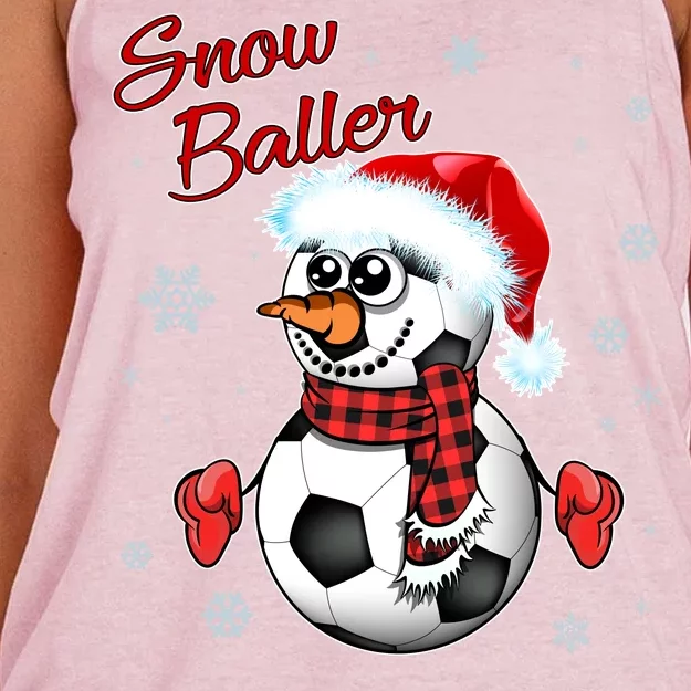 Snow Baller Soccer Chritsmas Women's Knotted Racerback Tank