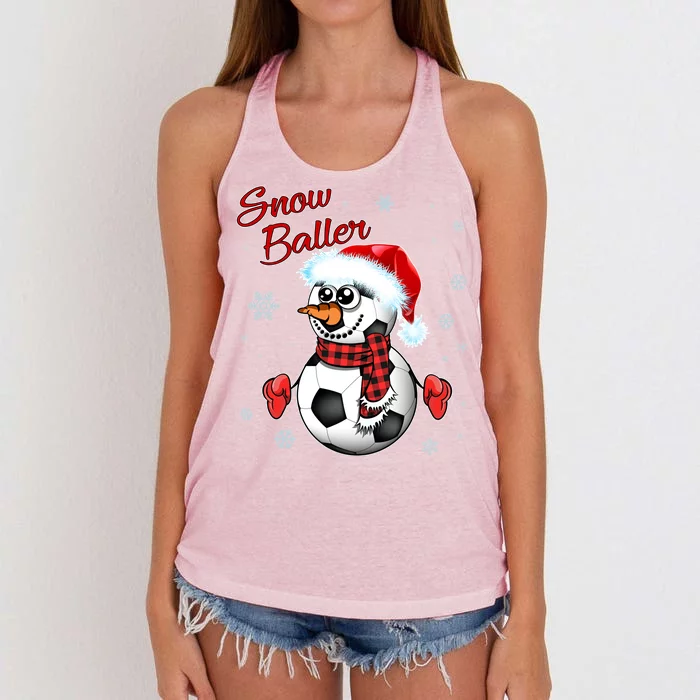 Snow Baller Soccer Chritsmas Women's Knotted Racerback Tank