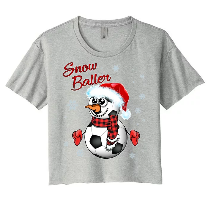 Snow Baller Soccer Chritsmas Women's Crop Top Tee