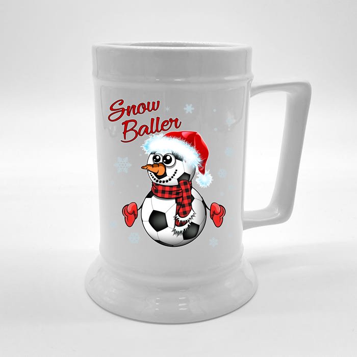 Snow Baller Soccer Chritsmas Front & Back Beer Stein