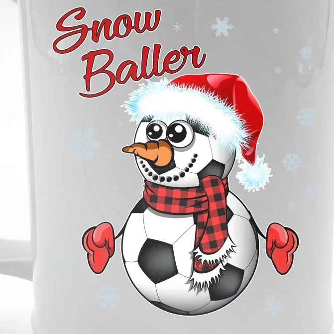 Snow Baller Soccer Chritsmas Front & Back Beer Stein