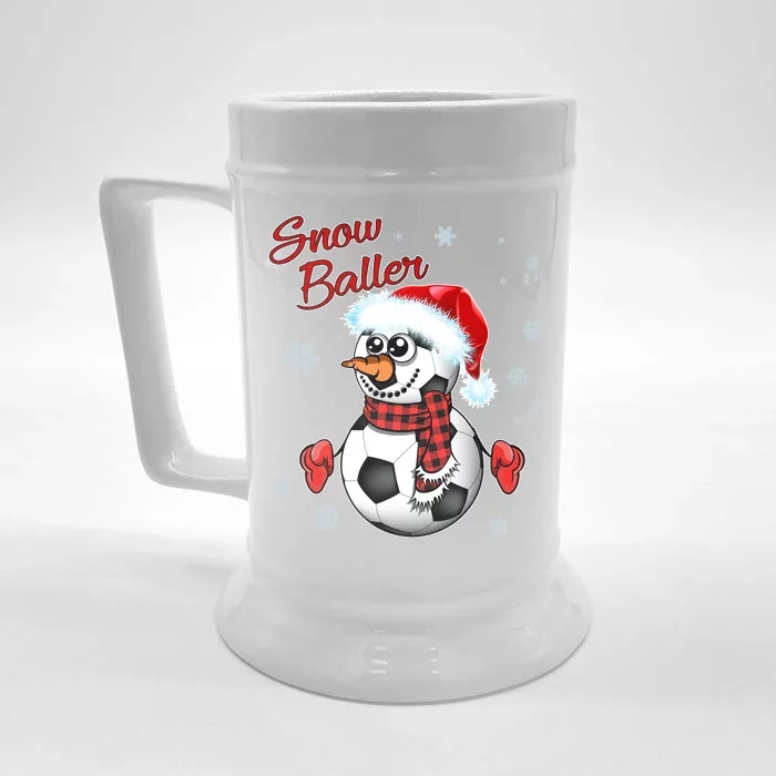 Snow Baller Soccer Chritsmas Front & Back Beer Stein