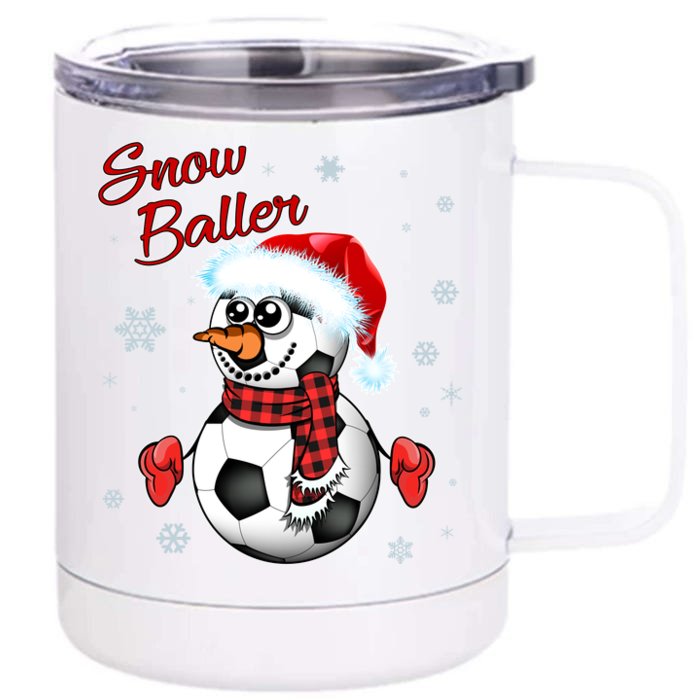 Snow Baller Soccer Chritsmas Front & Back 12oz Stainless Steel Tumbler Cup