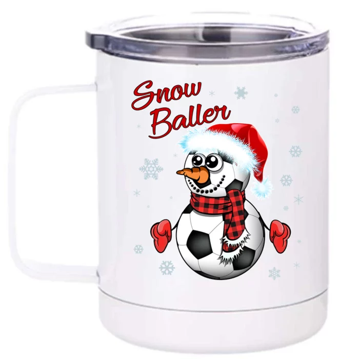 Snow Baller Soccer Chritsmas Front & Back 12oz Stainless Steel Tumbler Cup