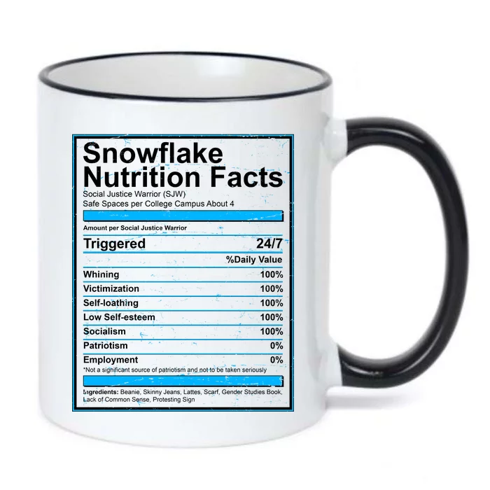 Snowflake Nutrition Facts Black Color Changing Mug