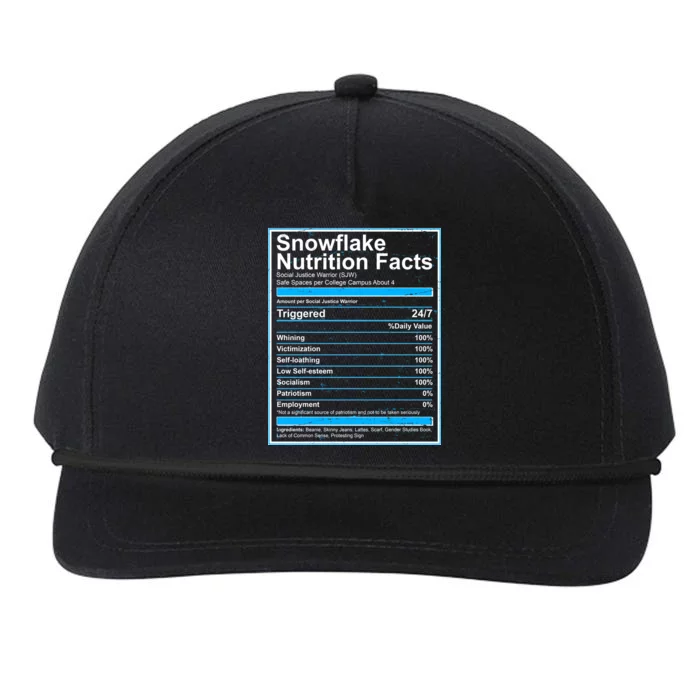 Snowflake Nutrition Facts Snapback Five-Panel Rope Hat