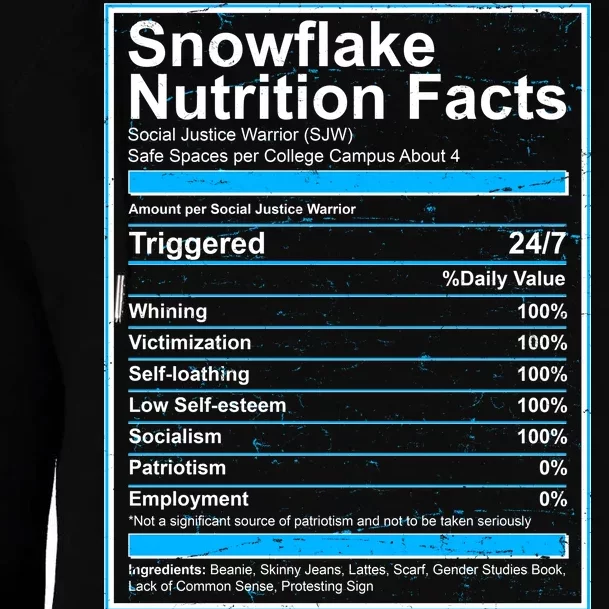 Snowflake Nutrition Facts Womens Funnel Neck Pullover Hood