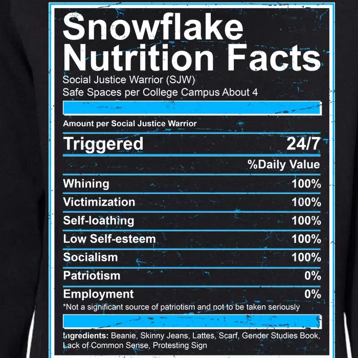 Snowflake Nutrition Facts Womens California Wash Sweatshirt