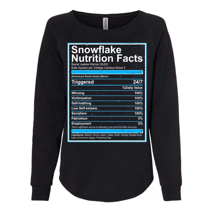 Snowflake Nutrition Facts Womens California Wash Sweatshirt