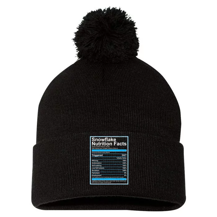 Snowflake Nutrition Facts Pom Pom 12in Knit Beanie