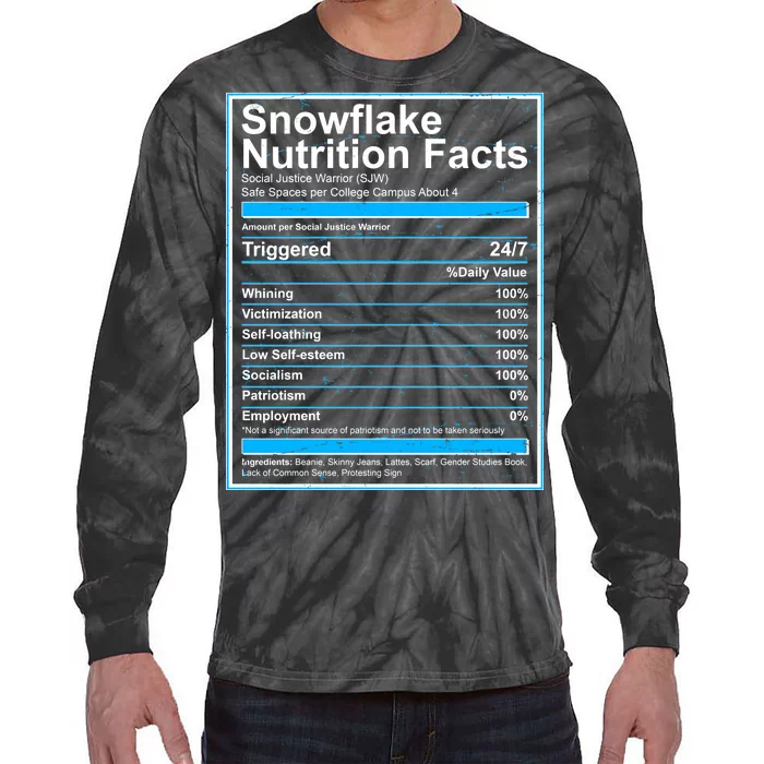 Snowflake Nutrition Facts Tie-Dye Long Sleeve Shirt