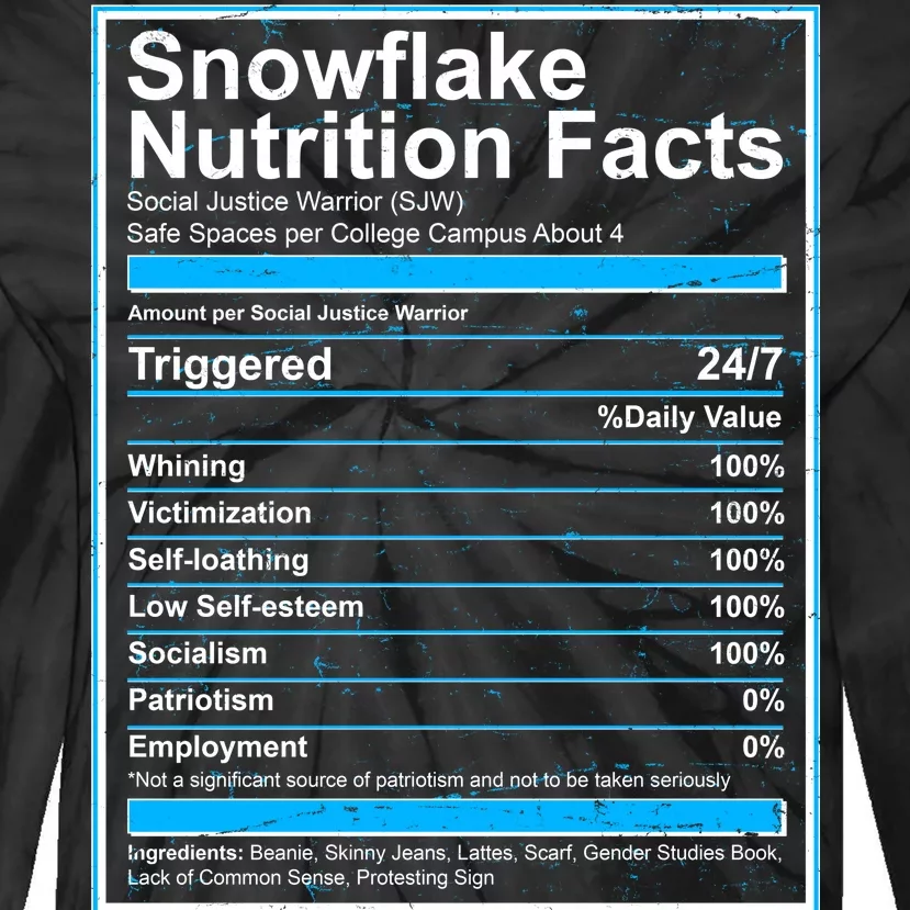 Snowflake Nutrition Facts Tie-Dye Long Sleeve Shirt