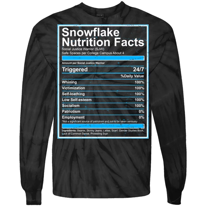 Snowflake Nutrition Facts Tie-Dye Long Sleeve Shirt