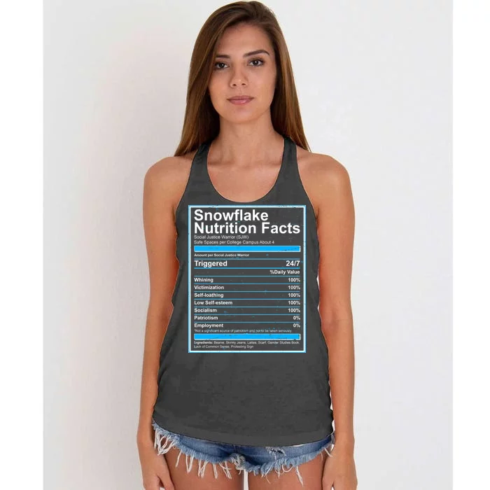 Snowflake Nutrition Facts Women's Knotted Racerback Tank