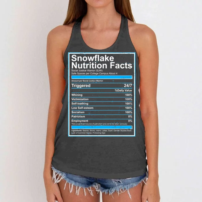 Snowflake Nutrition Facts Women's Knotted Racerback Tank