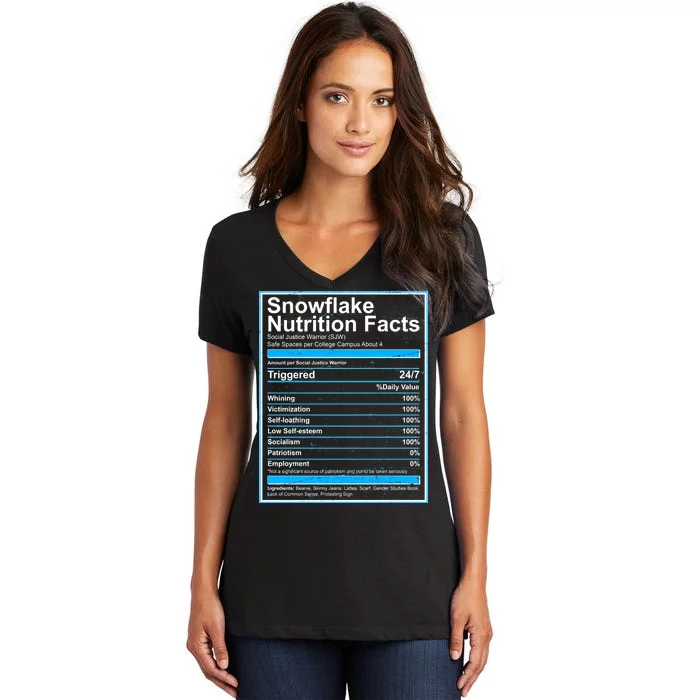 Snowflake Nutrition Facts Women's V-Neck T-Shirt