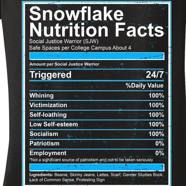 Snowflake Nutrition Facts Women's V-Neck T-Shirt