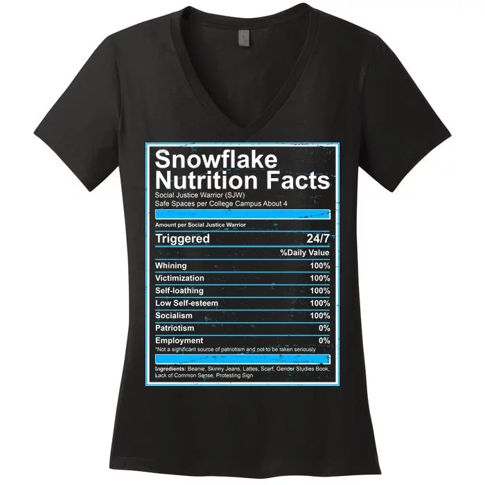 Snowflake Nutrition Facts Women's V-Neck T-Shirt