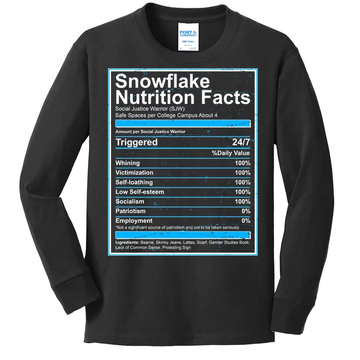 Snowflake Nutrition Facts Kids Long Sleeve Shirt