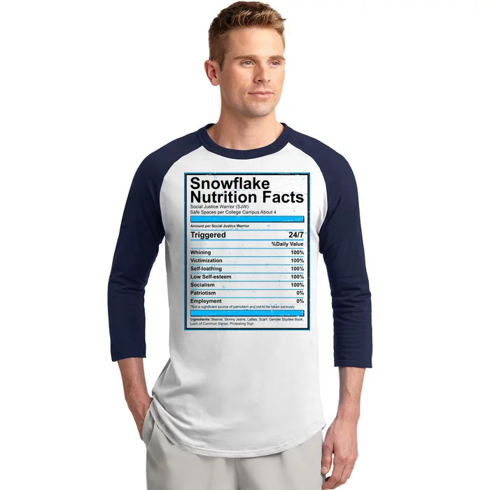 Snowflake Nutrition Facts Baseball Sleeve Shirt