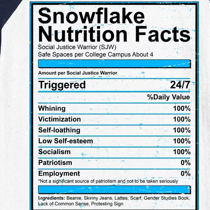 Snowflake Nutrition Facts Baseball Sleeve Shirt