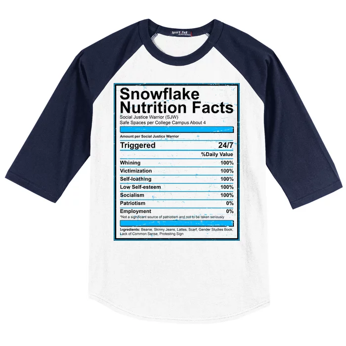 Snowflake Nutrition Facts Baseball Sleeve Shirt