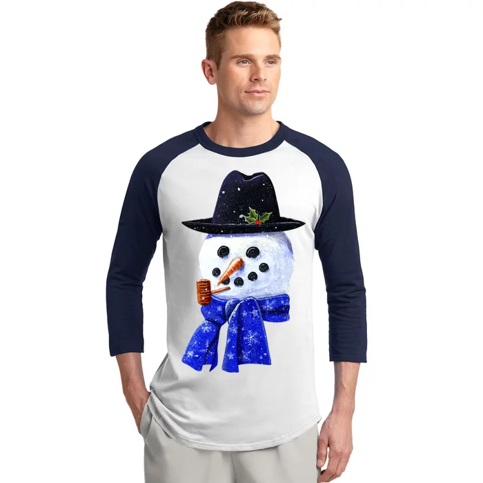 Snowman Smile Baseball Sleeve Shirt