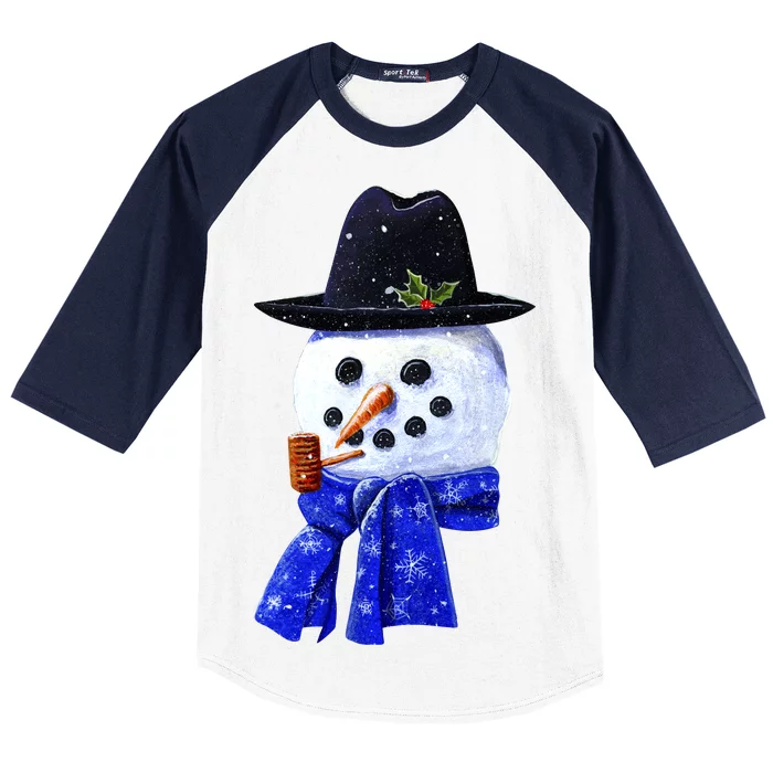 Snowman Smile Baseball Sleeve Shirt