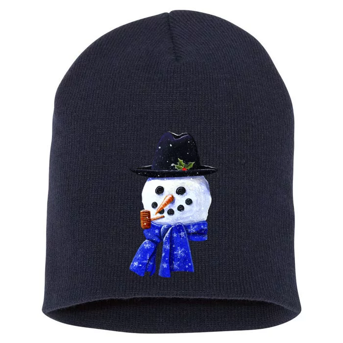 Snowman Smile Short Acrylic Beanie