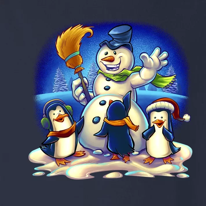 Snowman With Penguins Having Fun Toddler Long Sleeve Shirt