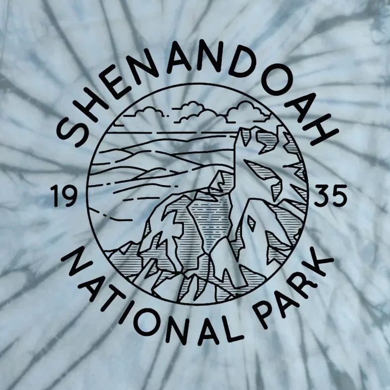 Shenandoah National Park Cool Black Line Art Outdoor Graphic Tie-Dye T-Shirt