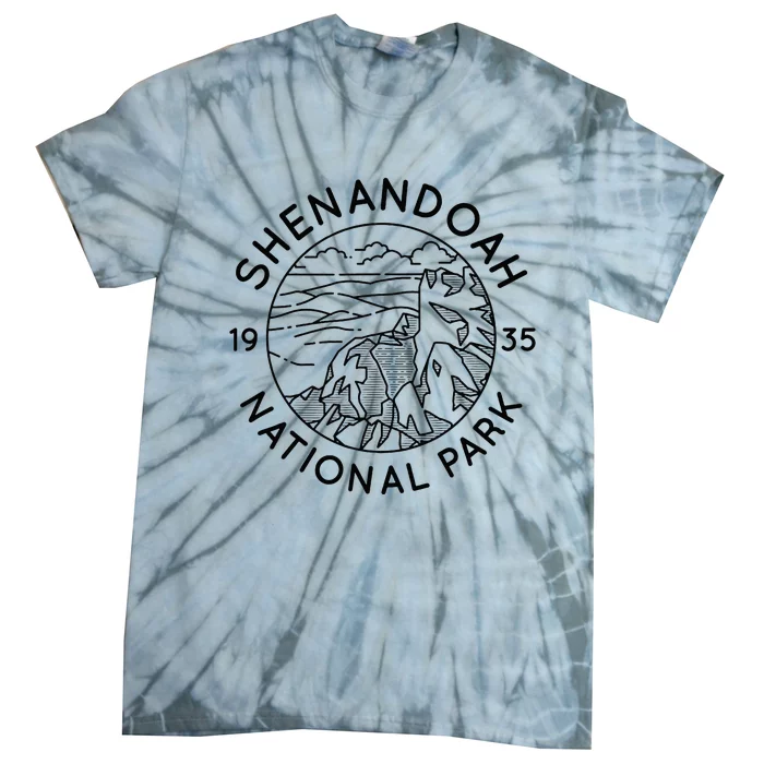 Shenandoah National Park Cool Black Line Art Outdoor Graphic Tie-Dye T-Shirt