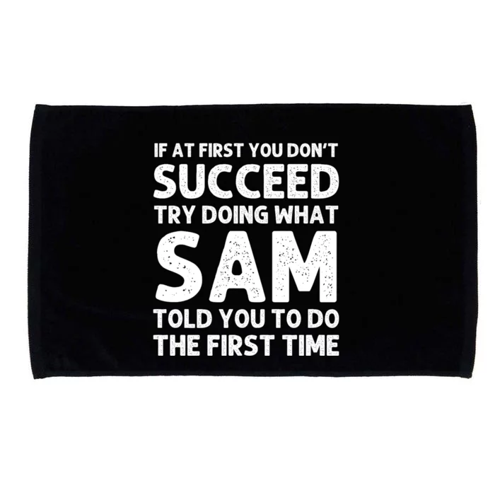 Sam Name Personalized Funny Christmas Joke If At First You Dont Succeed Microfiber Hand Towel