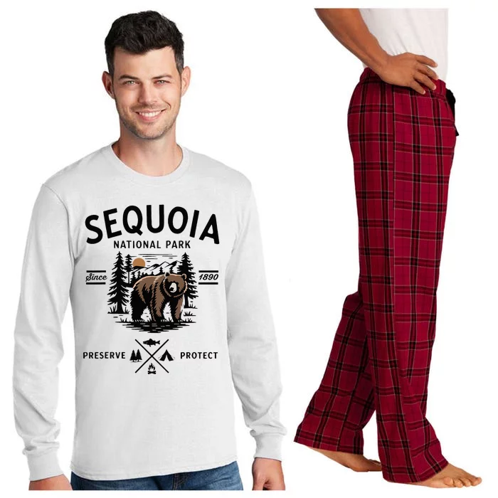 Sequoia National Park Grizzly Bear Camping California 1890 Long Sleeve Pajama Set