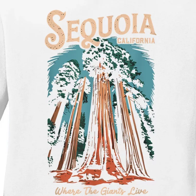 Sequoia National Park California Giant Tree Outdoors Ladies Long Sleeve Shirt