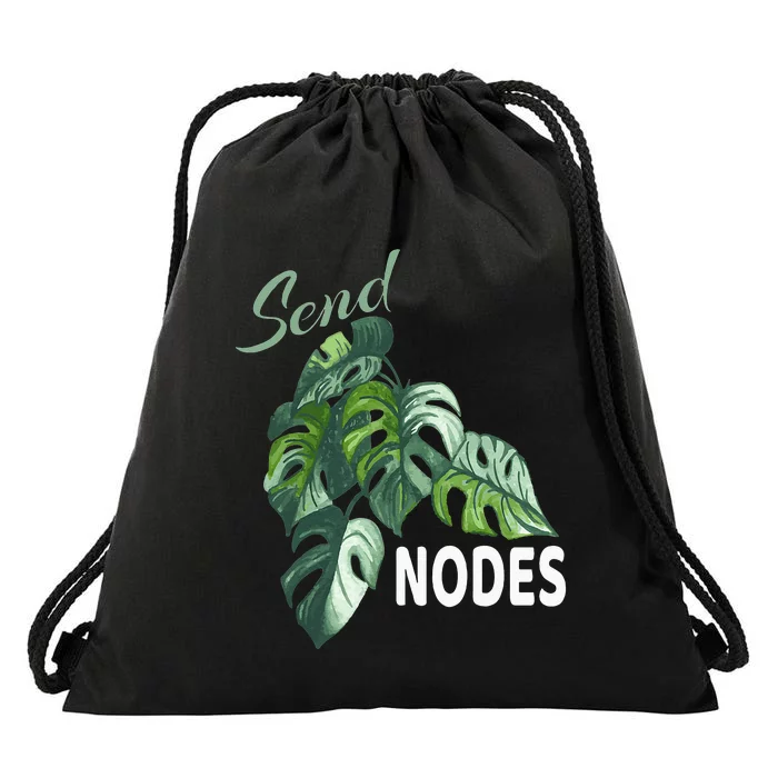 Send Nodes Plant Lovers Monstera Albo Drawstring Bag