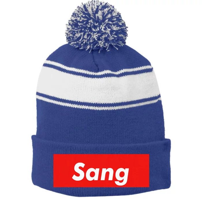 Sang Name Personalized Stripe Pom Pom Beanie