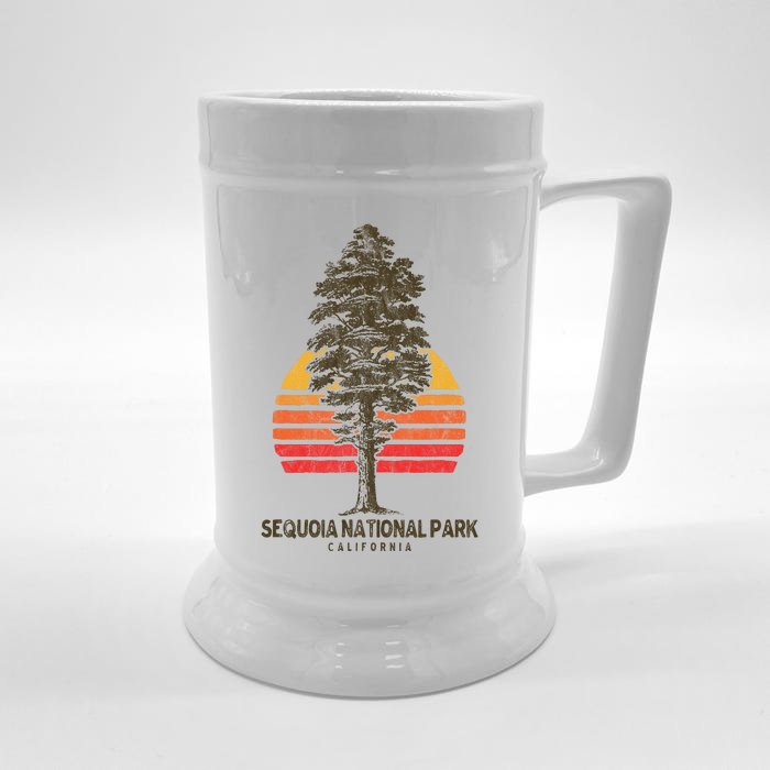 Sequoia National Park Retro Tree Minimalist Graphic Front & Back Beer Stein