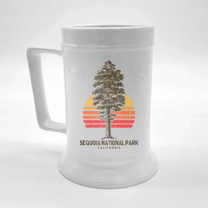 Sequoia National Park Retro Tree Minimalist Graphic Front & Back Beer Stein