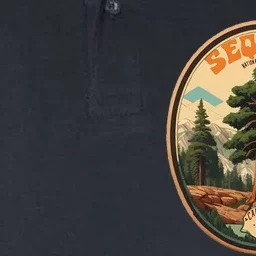 Sequoia National Park Tree Illustration Hiking Retro Badge Softstyle Adult Sport Polo