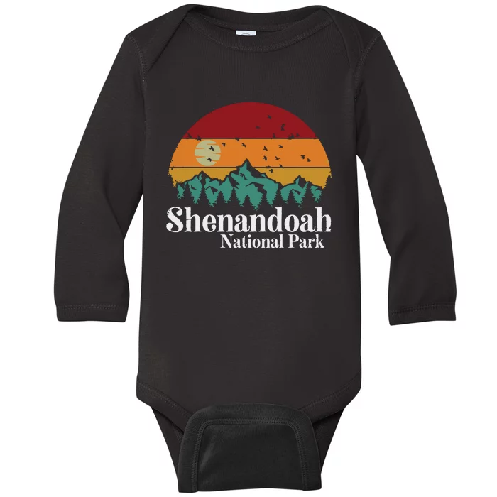 Shenandoah National Park Mountains Retro Style Vintage Gift Long Sleeve Baby Long Sleeve Bodysuit