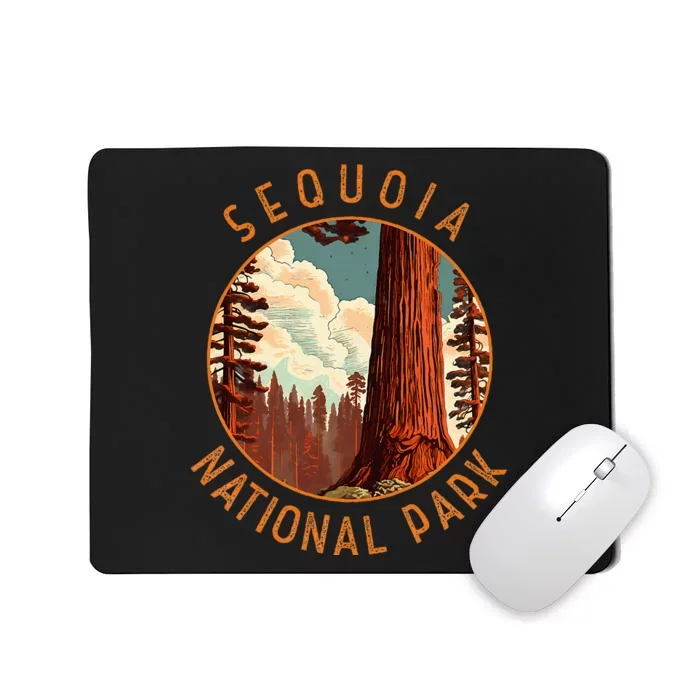 Sequoia National Park Illustration Distressed Circle Mousepad