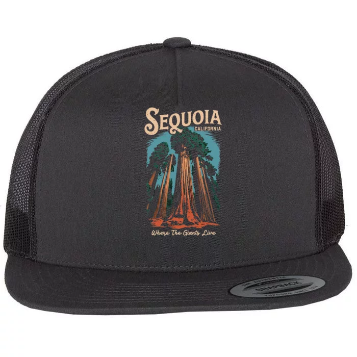 Sequoia National Park California Giant Tree Outdoors Flat Bill Trucker Hat