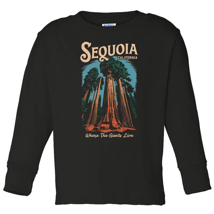 Sequoia National Park California Giant Tree Outdoors Toddler Long Sleeve Shirt