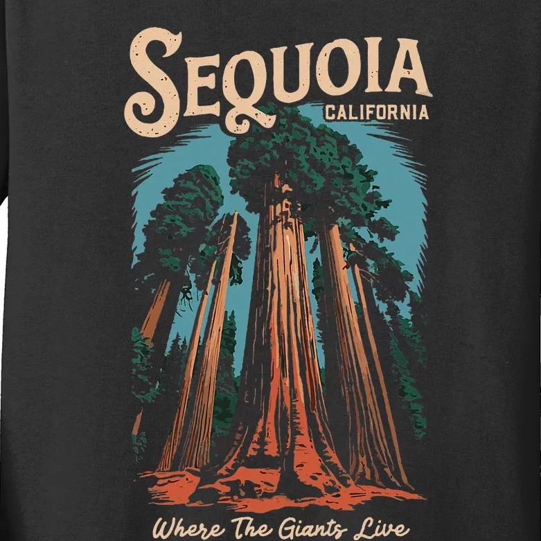 Sequoia National Park California Giant Tree Outdoors Kids Long Sleeve Shirt