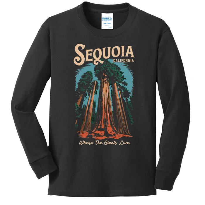 Sequoia National Park California Giant Tree Outdoors Kids Long Sleeve Shirt