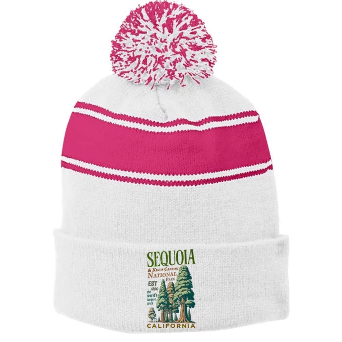 Sequoia National Park Stripe Pom Pom Beanie