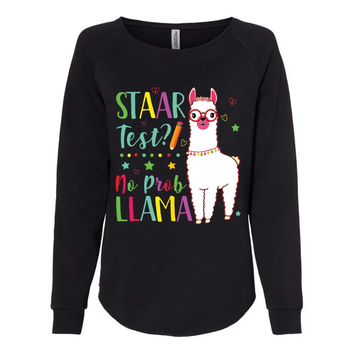 Staar No Prob Llama Funny Teacher Exam Testing Test Day Womens California Wash Sweatshirt