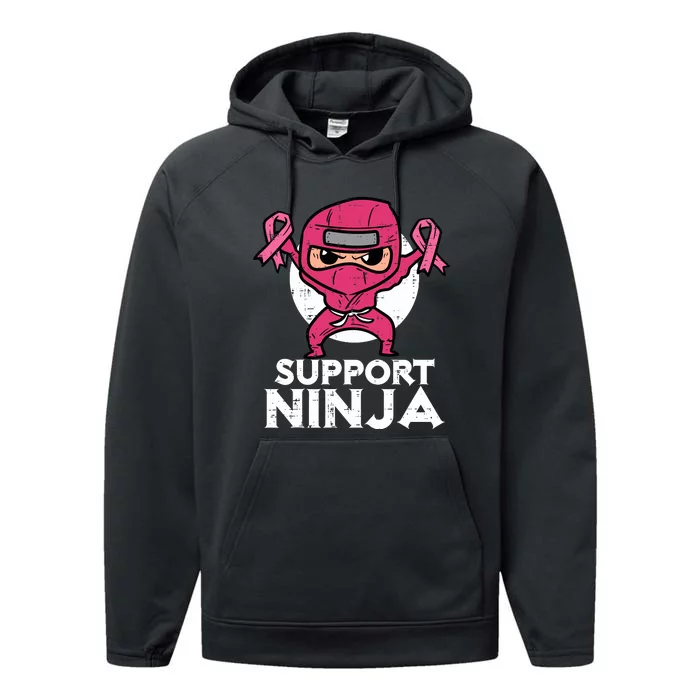 Support Ninja Pink Cute Breast Cancer Awareness Performance Fleece Hoodie