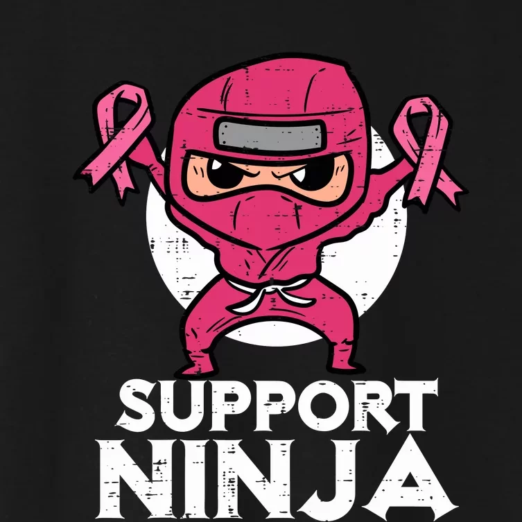 Support Ninja Pink Cute Breast Cancer Awareness Women's Crop Top Tee